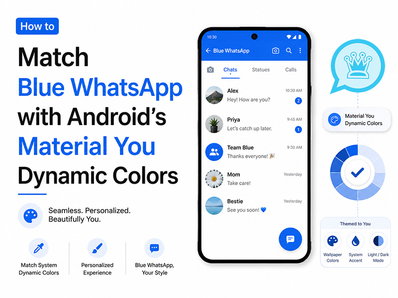 How to Match Blue WhatsApp with Android's Material You Dynamic Colors
